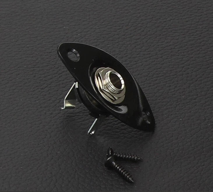 Electric Guitar Jack Output Input Socket with Oval Style Plate With Screws
