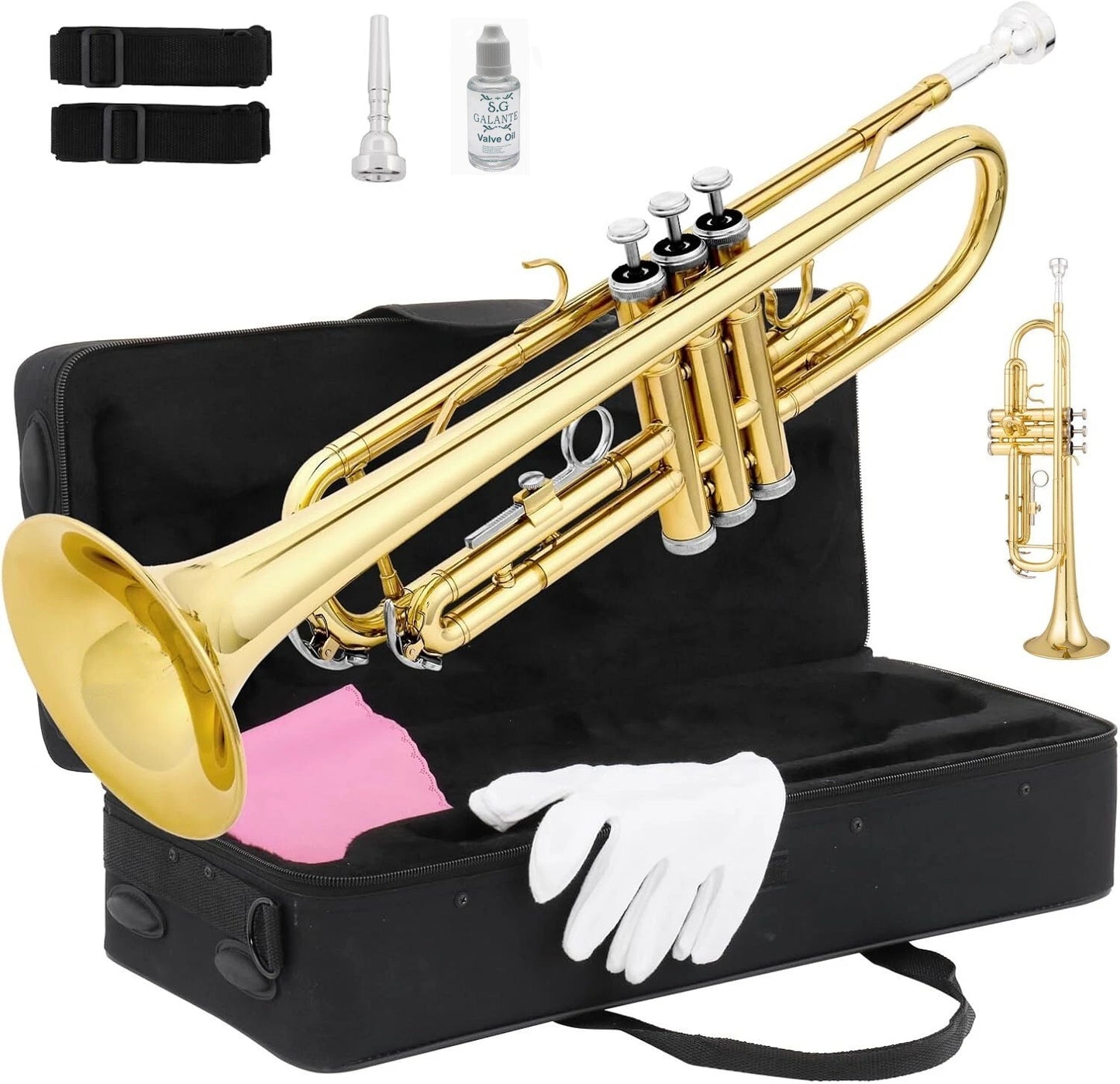 NEW TRUMPET Bb GOLD WITH CASE SCHOOL STUDENT BEST QUALITY Brass instruments AU
