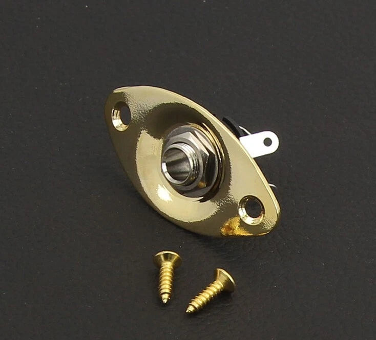 Electric Guitar Jack Output Input Socket with Oval Style Plate With Screws