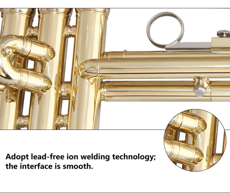 NEW TRUMPET Bb GOLD WITH CASE SCHOOL STUDENT BEST QUALITY Brass instruments AU