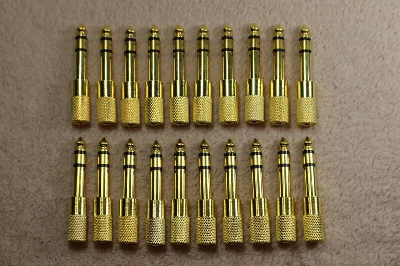 1-20 PCS PREMIUM 6.5mm Male to 3.5mm Female Aux Adapter Gold Headphone Audio AU
