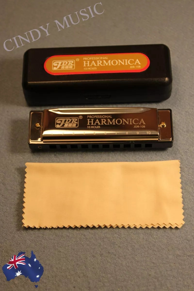 10Holes C Key Harmornica for Blues Rock Jazz Folk+Cloth+Case+Harmonica package