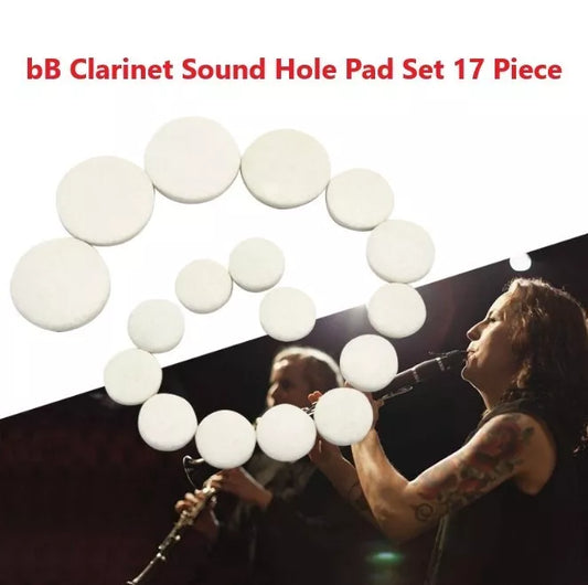 bB Clarinet Sound Hole Pad Set 17 Piece Woodwind Instruments Accessories NEW AU
