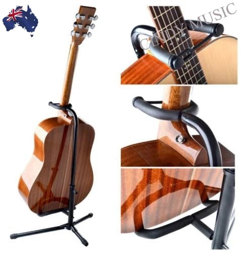 Upgraded Electric Acoustic Bass Tripod Folding Guitar Stand Floor Rack GigHolder