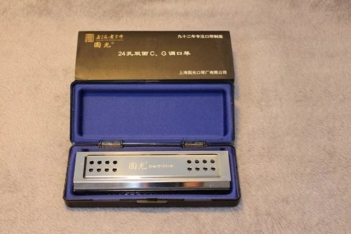 24-Hole Double-Sided Tremolo Harmonica Dual Key C/G Blues Classical Instrument