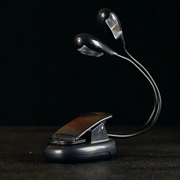 Two Dual Flexible Arms Four LED Clip-on Reading Lamp Piano Music Stand BookLight